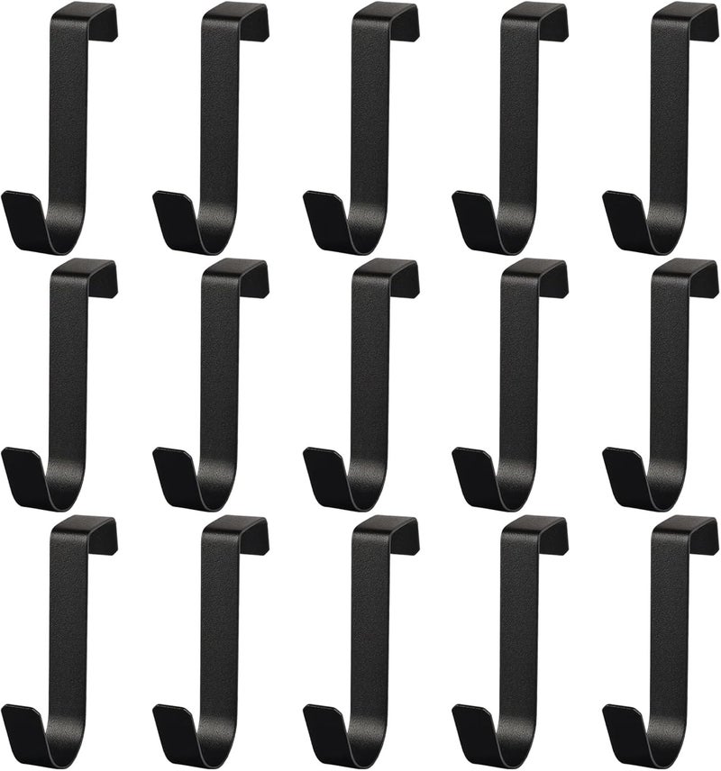 Deftomo 15 Pack Over The Cabinet Door Hooks, Cabinet Drawer Organizer, Metal Cabinet Hooks for Hanging Stocking Clothes Towels (Black) - Image 1
